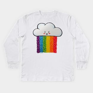 Rainbow Rain - Kawaii Cloud and a Colorful Rain Kids Long Sleeve T-Shirt